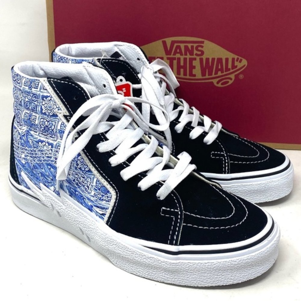VANS Sk8-Hi Bolt Skate Shoes Canvas Suede Sneakers Blue Black Women VN0A5JIBLK